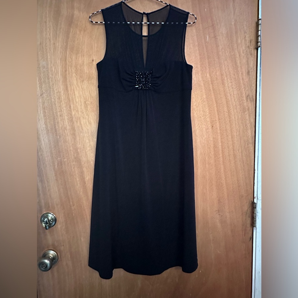 Vintage 90s Donna Rico New York Black Sleeveless Dress with sheer beaded detail
